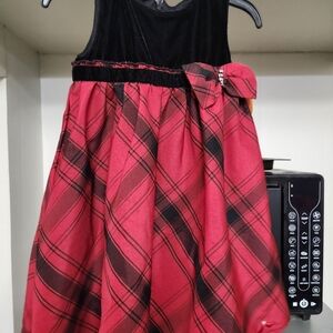 Elegant Red Plaid Kids Formal Dress